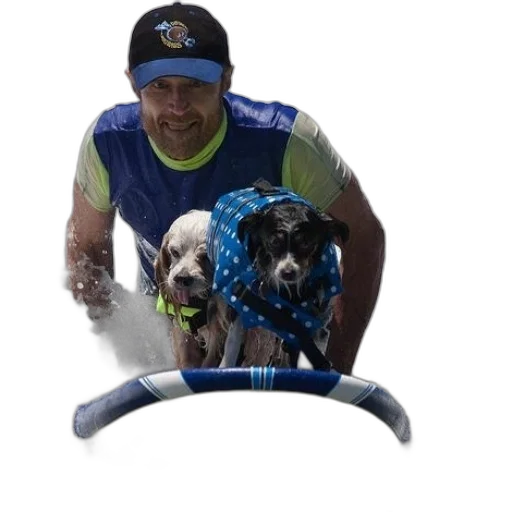 staff, animal, creature, weapon, photorealistic, man, two, dogs transparent PNG cut-out
