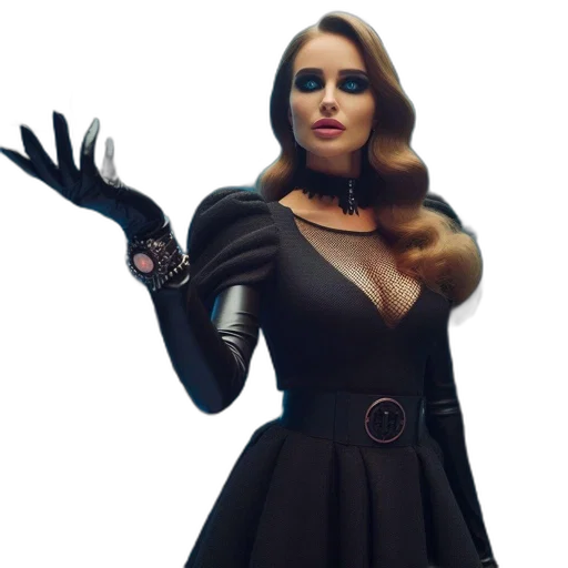 dress, robot, staff, jacket, concept art, 3d render, comic book art, fantasy art transparent PNG cut-out
