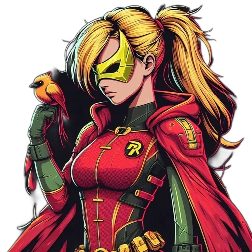 comic book art, concept art, anime, pixel art, red, animated, female, character transparent PNG cut-out