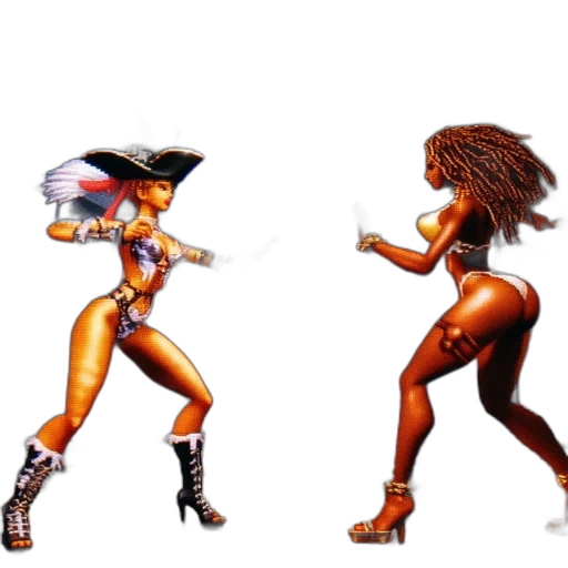 concept art, pixel art, comic book art, 3d render, two, female, gaming, characters transparent PNG cut-out