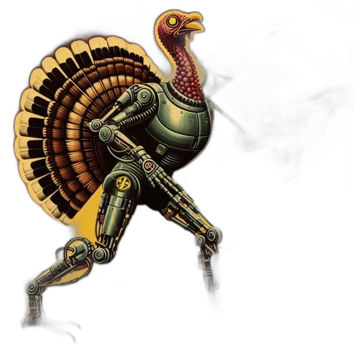 robot, concept art, pixel art, fantasy art, illustrated, turkey, features, prominently transparent PNG cut-out
