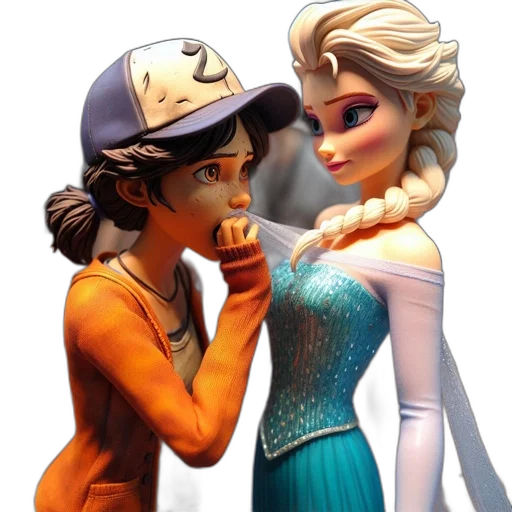 3d render, concept art, cartoon, comic book art, snow, underwater, fire, two transparent PNG cut-out