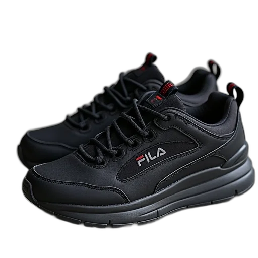 shoes, 3d render, photorealistic, black, sneaker, fila, sneakers, men transparent PNG cut-out