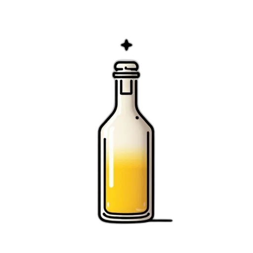 bottle, food, weapon, crown, pixel art, concept art, 3d render, golden transparent PNG cut-out