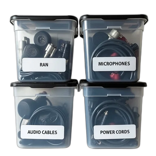 set, four, plastic, storage, bins, labels, front, read transparent PNG cut-out