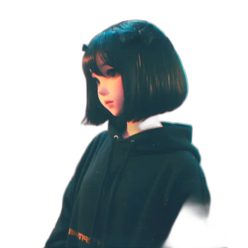 jacket, robot, face, mask, anime, 3d render, concept art, cyberpunk transparent PNG cut-out