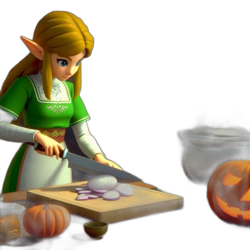 food, concept art, fantasy art, 3d render, pixel art, fire, fog, green transparent PNG cut-out