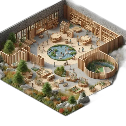 furniture, building, 3d render, concept art, photorealistic, fantasy art, forest, earth tones transparent PNG cut-out