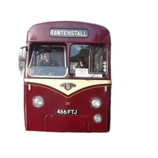 photorealistic, 3d render, red, vintage, bus, number, 466, ftj transparent PNG cut-out