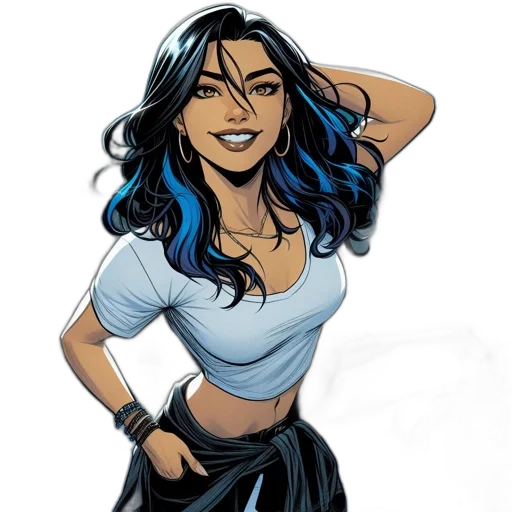comic book art, cartoon, concept art, fantasy art, blue, female, animated, character transparent PNG cut-out