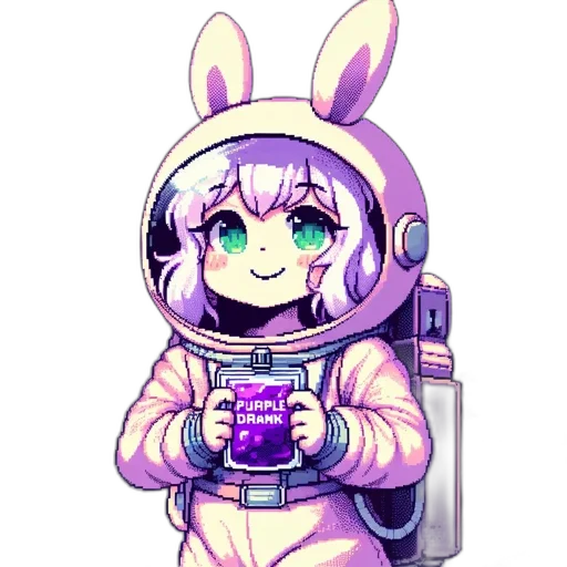robot, pixel art, cyberpunk, vaporwave, anime, outer space, pastel, monochrome transparent PNG cut-out