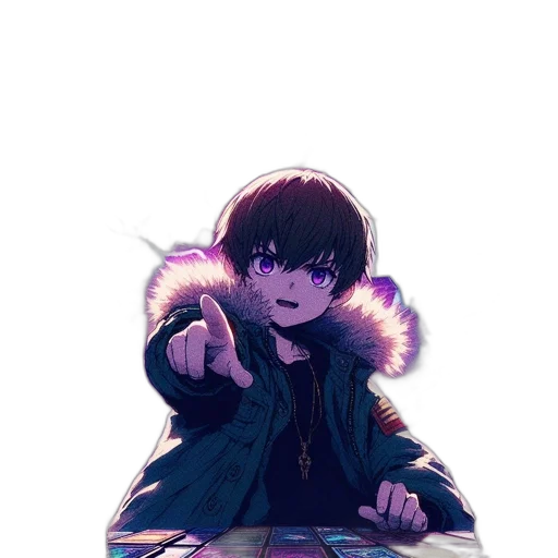 jacket, weapon, creature, staff, cyberpunk, anime, concept art, pixel art transparent PNG cut-out