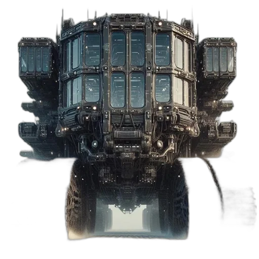 robot, car, weapon, building, concept art, cyberpunk, 3d render, pixel art transparent PNG cut-out