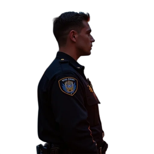 staff, jacket, face, weapon, photorealistic, concept art, 3d render, police transparent PNG cut-out