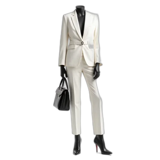 jacket, monochrome, white, business, suit, trousers, displayed, background transparent PNG cut-out
