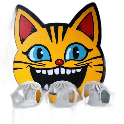 mask, 3d render, wall, large, colorful, graffiti, cat, face transparent PNG cut-out