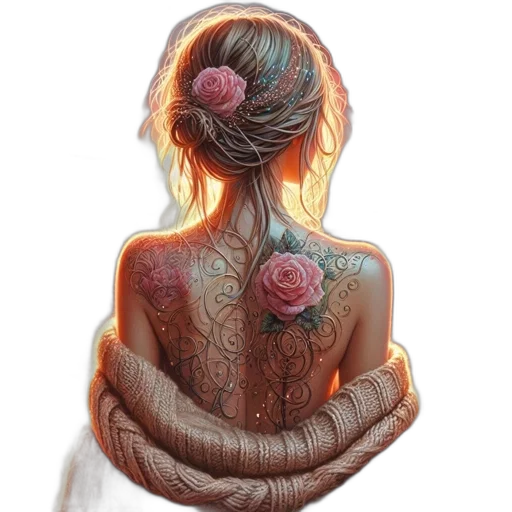 dress, jewelry, hair, jacket, concept art, watercolor, fantasy art, photorealistic transparent PNG cut-out