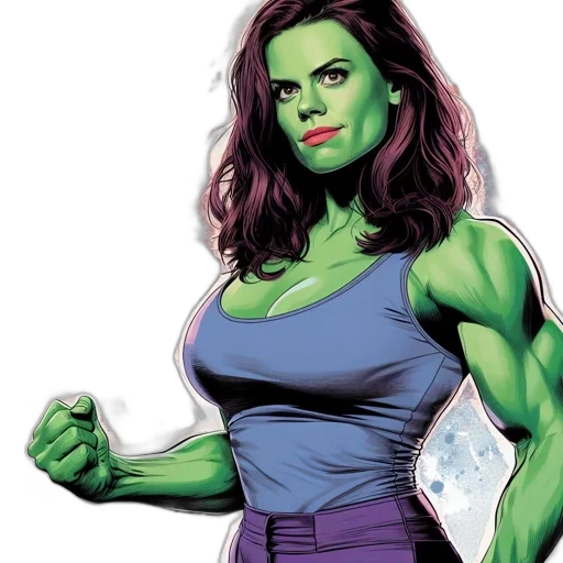 comic book art, concept art, cartoon, fantasy art, green, female, heroic, figure transparent PNG cut-out