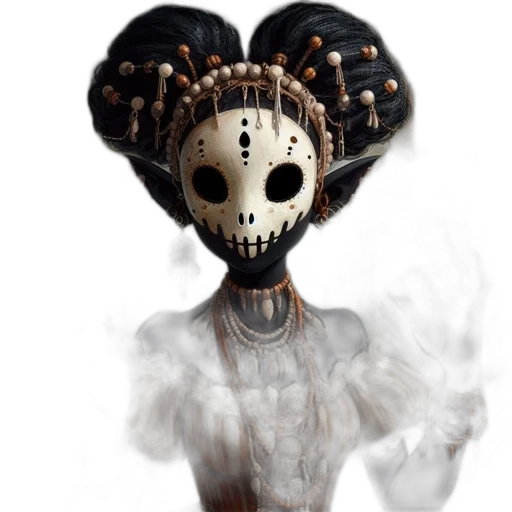 mask, staff, creature, face, concept art, 3d render, fantasy art, photorealistic transparent PNG cut-out