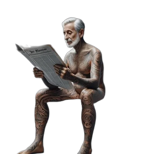 furniture, concept art, fantasy art, 3d render, elderly, man, full, beard transparent PNG cut-out
