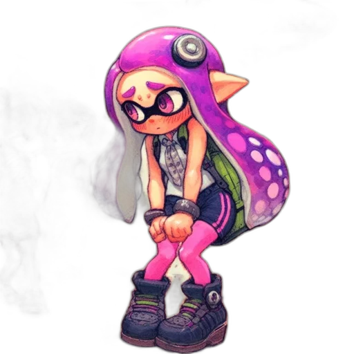dress, jacket, weapon, creature, concept art, vaporwave, pixel art, 3d render transparent PNG cut-out