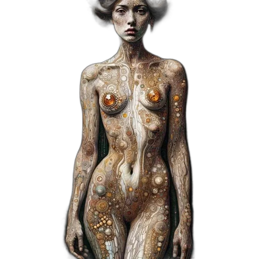 dress, jewelry, creature, face, concept art, fantasy art, comic book art, oil painting transparent PNG cut-out