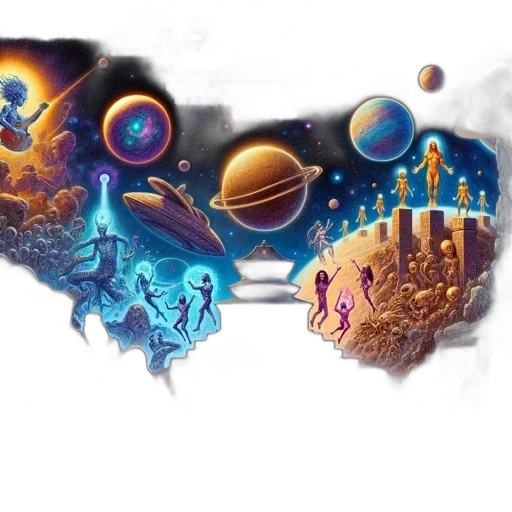 concept art, fantasy art, pixel art, outer space, blue, cosmic, poster, quest transparent PNG cut-out