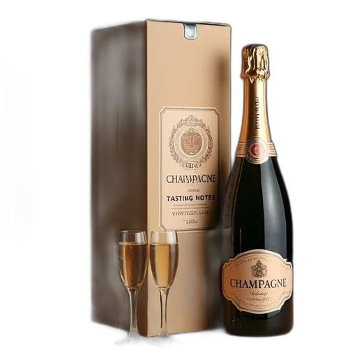 second, image, shows, same, box, champagne, but, now transparent PNG cut-out