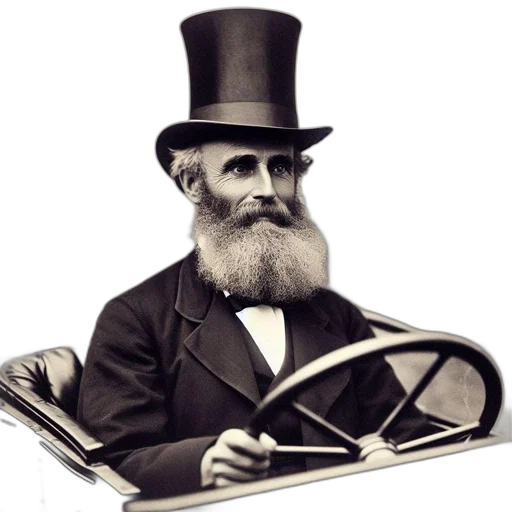 hat, car, umbrella, face, photorealistic, cartoon, formal-dressed, gentleman transparent PNG cut-out