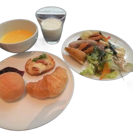 food, monochrome, breakfast, tray, variety, items, including, croissant transparent PNG cut-out