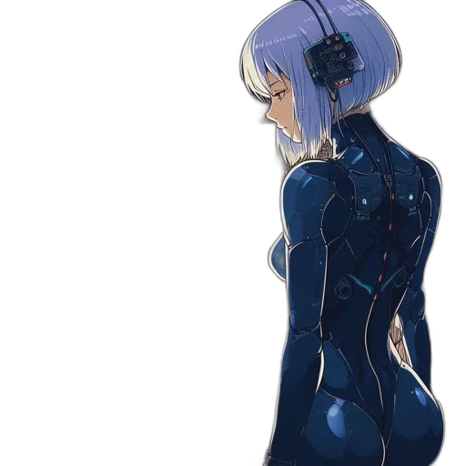 dress, robot, creature, jacket, concept art, anime, cyberpunk, pixel art transparent PNG cut-out
