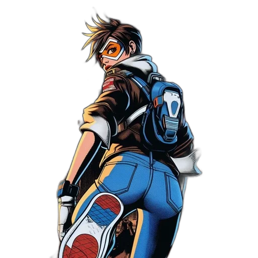 jacket, weapon, concept art, comic book art, cyberpunk, cartoon, blue, figure transparent PNG cut-out