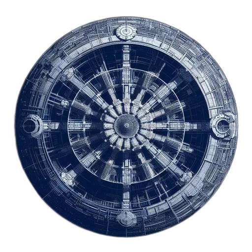 umbrella, concept art, 3d render, outer space, blue, circular, symmetrical, design transparent PNG cut-out