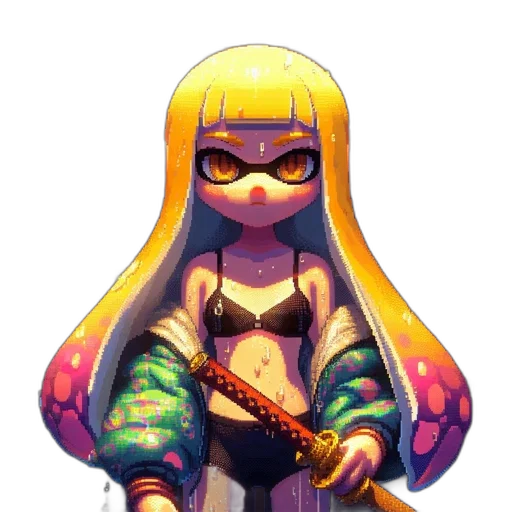 weapon, staff, sword, mask, pixel art, anime, concept art, fantasy art transparent PNG cut-out