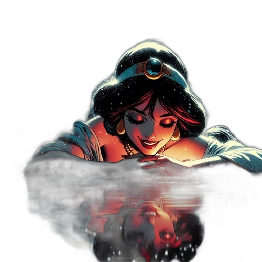 crown, mask, concept art, comic book art, fantasy art, watercolor, underwater, fire transparent PNG cut-out