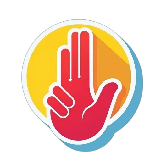 staff, colorful, stylized, logo, featuring, hand, red, palm transparent PNG cut-out