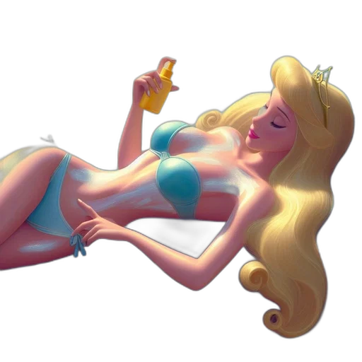 crown, cartoon, concept art, fantasy art, pixel art, woman, reclines, beach transparent PNG cut-out