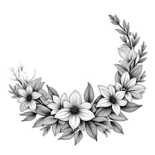 jewelry, crown, flower, dress, pencil sketch, photorealistic, 3d render, fantasy art transparent PNG cut-out