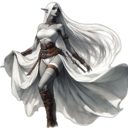 concept art, fantasy art, comic book art, pixel art, monochrome, earth tones, dark, elf transparent PNG cut-out