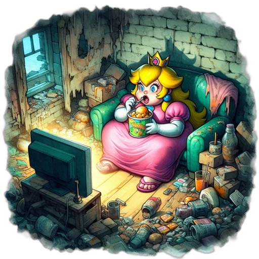 furniture, robot, crown, weapon, pixel art, concept art, fantasy art, vaporwave transparent PNG cut-out
