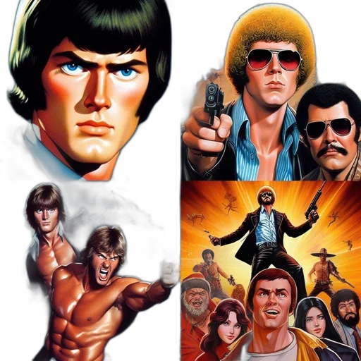 comic book art, concept art, image, comprises, four, separate, vignettes, man transparent PNG cut-out