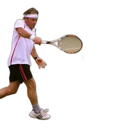 3d render, man, white, shirt, black, shorts, playing, tennis transparent PNG cut-out