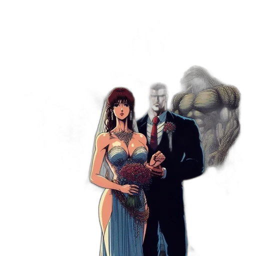 dress, robot, concept art, comic book art, fantasy art, pixel art, fog, outer space transparent PNG cut-out