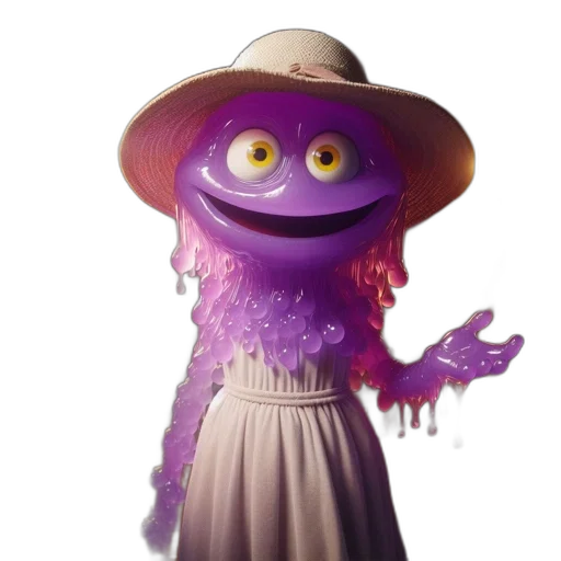 dress, hat, mask, creature, 3d render, concept art, cheerful, translucent transparent PNG cut-out