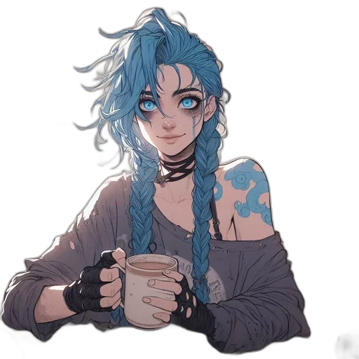 jewelry, staff, hair, face, cyberpunk, anime, fantasy art, concept art transparent PNG cut-out