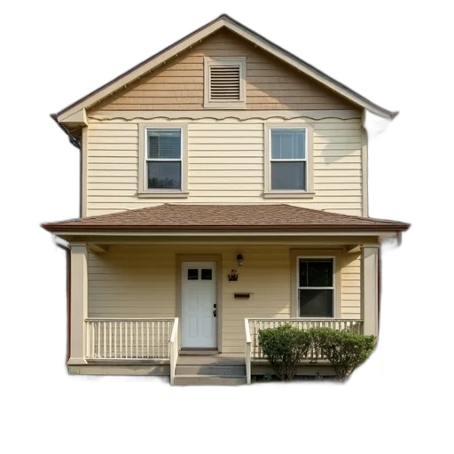 building, furniture, 3d render, photorealistic, two-story, house, beige, exterior transparent PNG cut-out