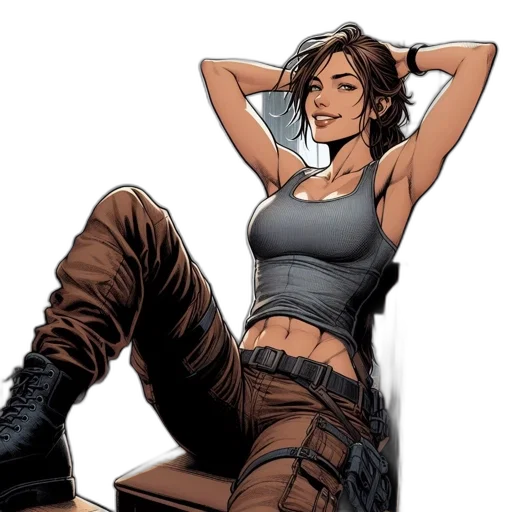 comic book art, concept art, cartoon, earth tones, female, animated, character, caf transparent PNG cut-out