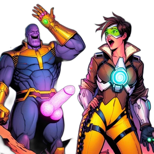 comic book art, concept art, pixel art, neon lights, outer space, neon, two, comic-book-like transparent PNG cut-out