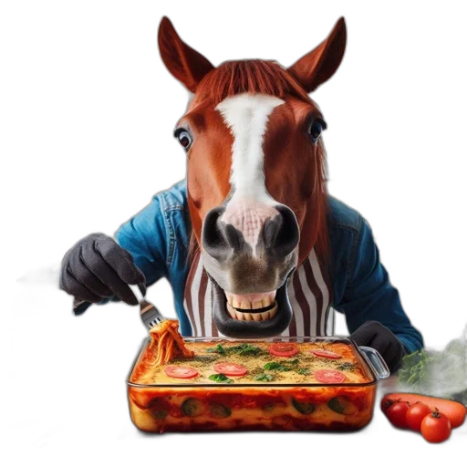 food, animal, face, creature, photorealistic, concept art, anthropomorphic, horse transparent PNG cut-out