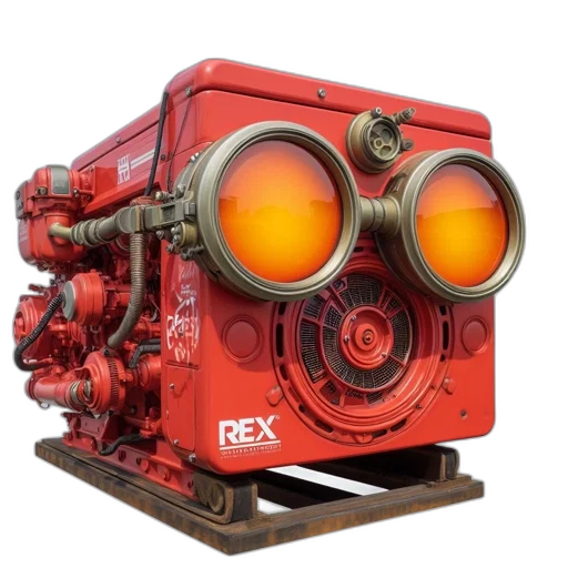 robot, weapon, mask, 3d render, red, mechanical, device, components transparent PNG cut-out
